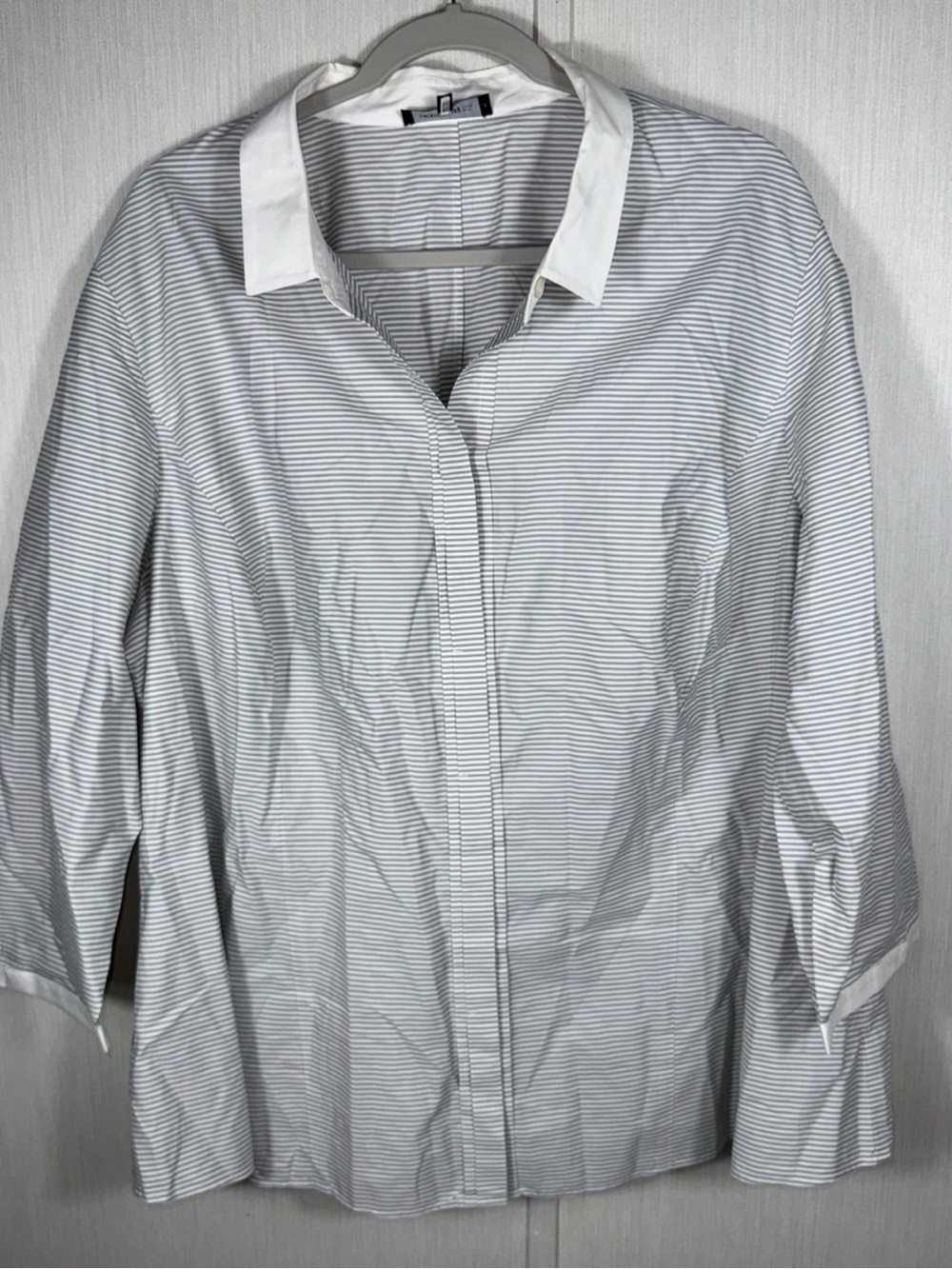 Lafayette 148 NY 24W Women's Striped Cotton Collared Button-Down Blouse Career